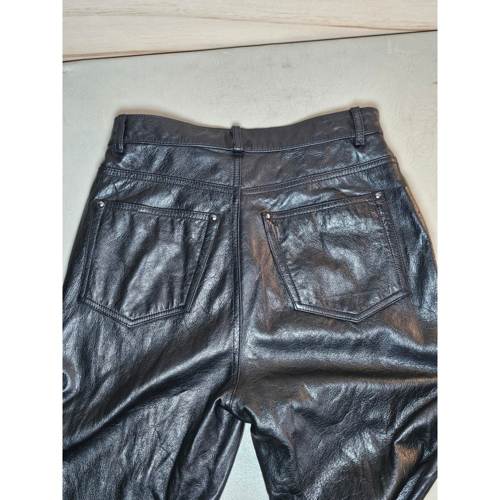 Wilsons Leather Maxima Black Leather Pants Womens 8 Y2K Straight Leg High Rise - Picture 7 of 13